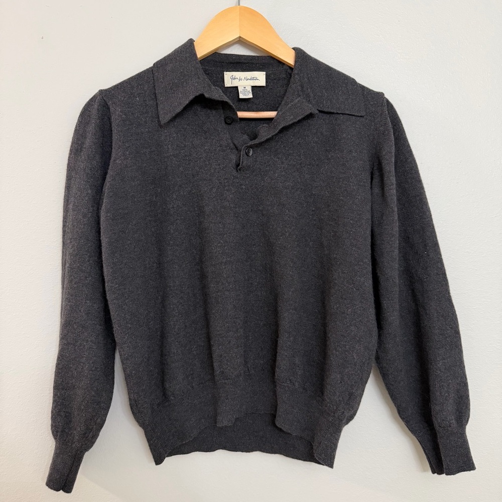 John W. Nordstrom Charcoal Gray V-neck Sweater with Collar
